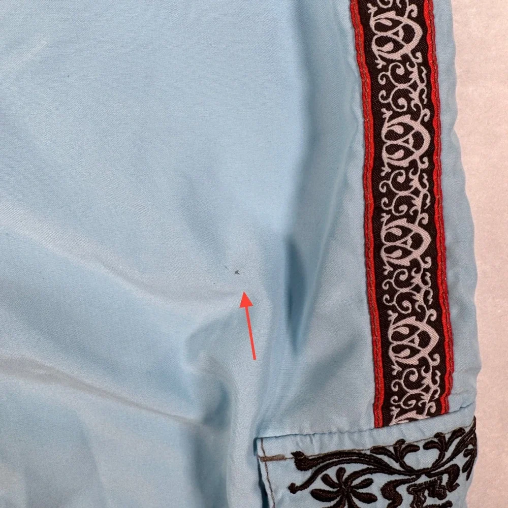 Gotcha Board Shorts 36 Blue Tribal Graphic Y2K Surf Mens Trunks